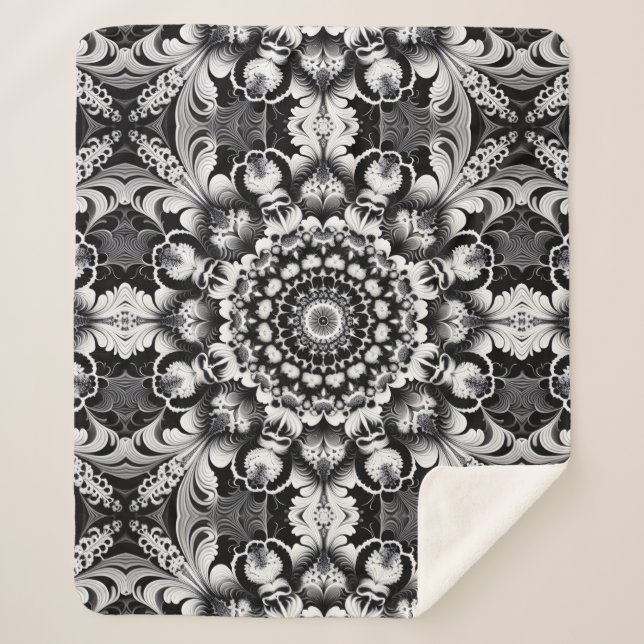 Couverture Sherpa Bonheur en noir et blanc (Devant)