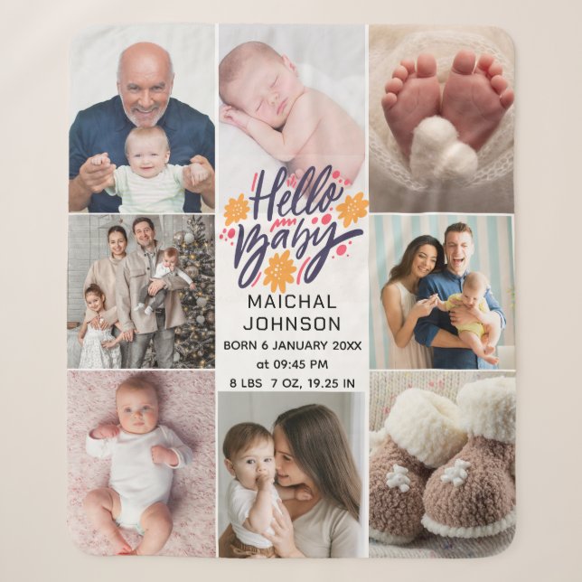 Couverture Sherpa Bonjour Bébé | Statistiques de naissance de nouvea (Devant)