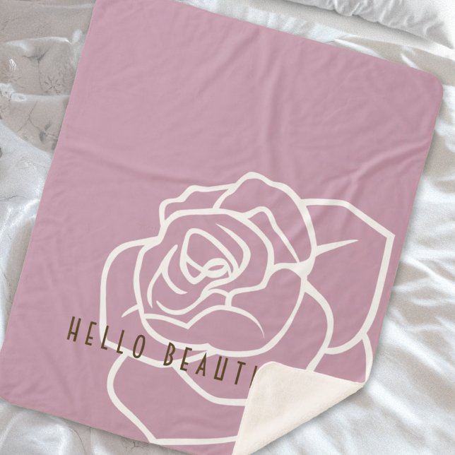 Couverture Sherpa Bonjour Belle - Rose Rose Simple Moderne (Créateur téléchargé)