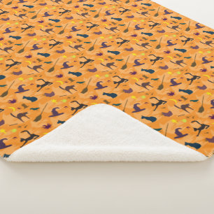 Couverture Sherpa Bonjour sorcière - sans couture motif Halloween.