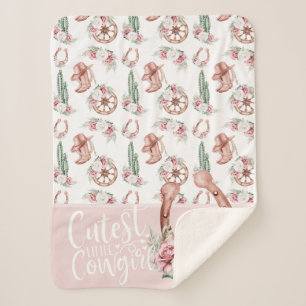 Couverture Sherpa Boots & Blooms Western Chic Cutest Little Cowgirl