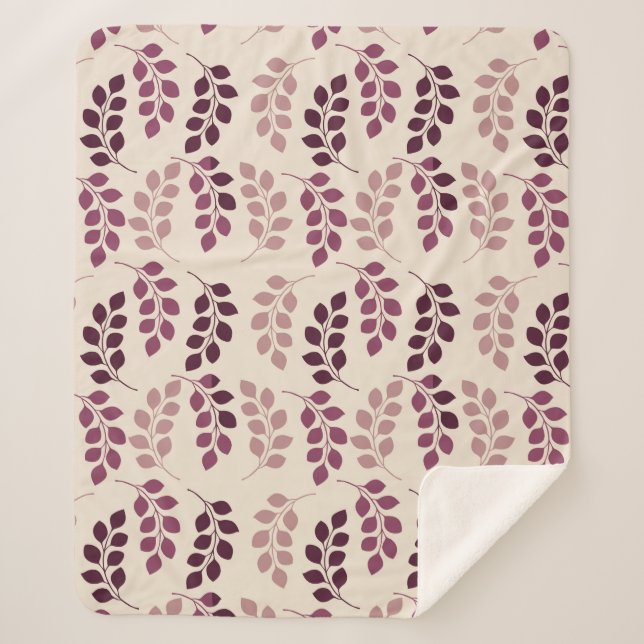 Couverture Sherpa Bordeaux Modern Botanical Japandi (Devant)