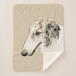 Couverture Sherpa Borzoi (Argent Brindle) Peinture Chien Art origina