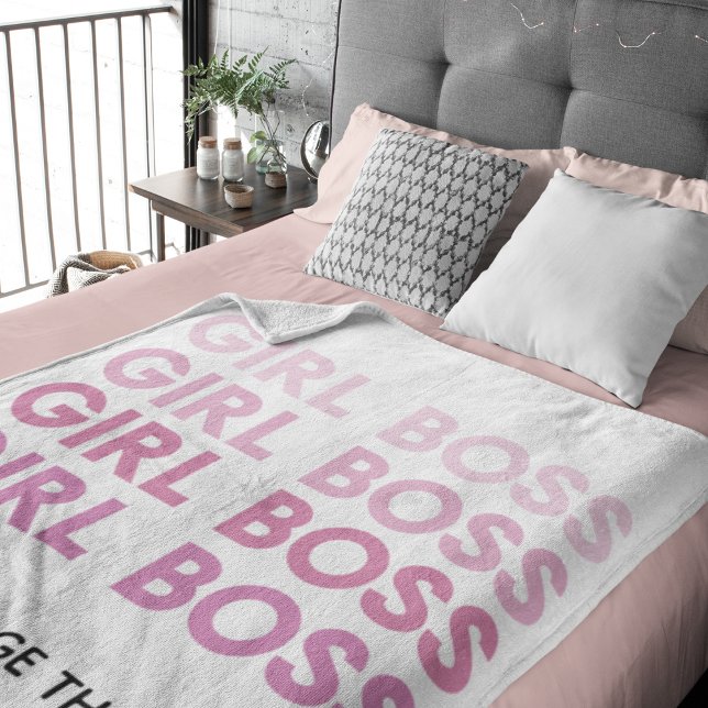Couverture Sherpa Boss de fille rose moderne Meilleur cadeau de fill (Créateur téléchargé)