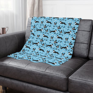 Couverture Sherpa Boston Terrier Chien Motif Blue Sherpa Blanket