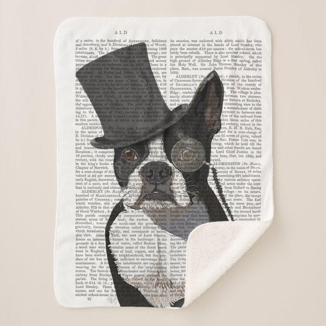 Couverture Sherpa Boston Terrier, Formal Hound et Casquette (Devant)