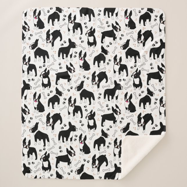 Couverture Sherpa Boston Terrier Playtime Cute Dogs (Devant)