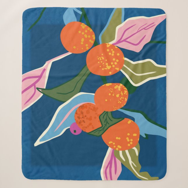 Couverture Sherpa Botanique Orange luxuriant (Devant)