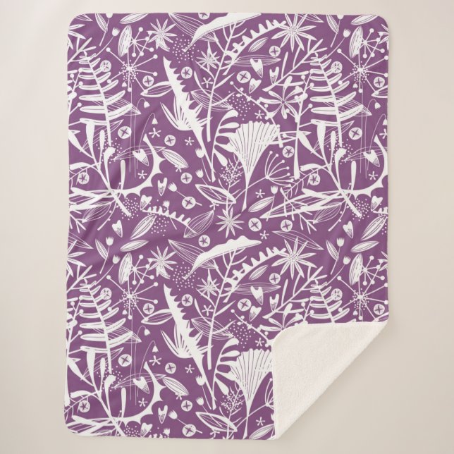 Couverture Sherpa Botanique violet moderne (Devant)