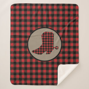 Couverture Sherpa Botte de cow-boy de Buffle Noir Rouge