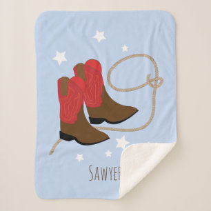 Couverture Sherpa Bottes et corde de cowboy rouges et Brown, personn