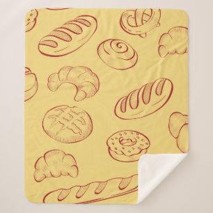 Couverture Sherpa Boulangerie, croissant, nourriture vintage sans co