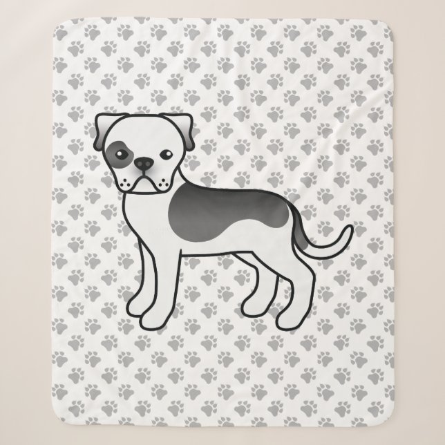 Couverture Sherpa Bouledogue américain pie noir mignon chien de dess (Devant)