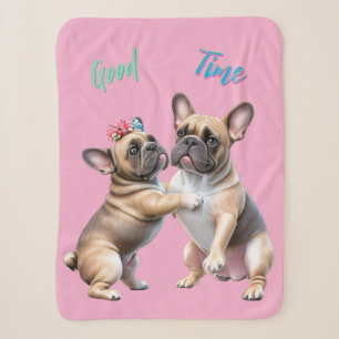 Couverture Sherpa Bouledogue français amoureux Saint-Valentin