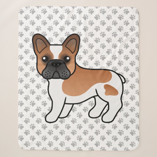 Couverture Sherpa Bouledogue français pie rouge mignon chien de dess (Devant)