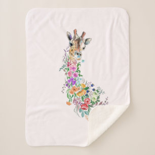 Couverture Sherpa Bouquet de fleurs colorées Giraffe Sherpa Blanket