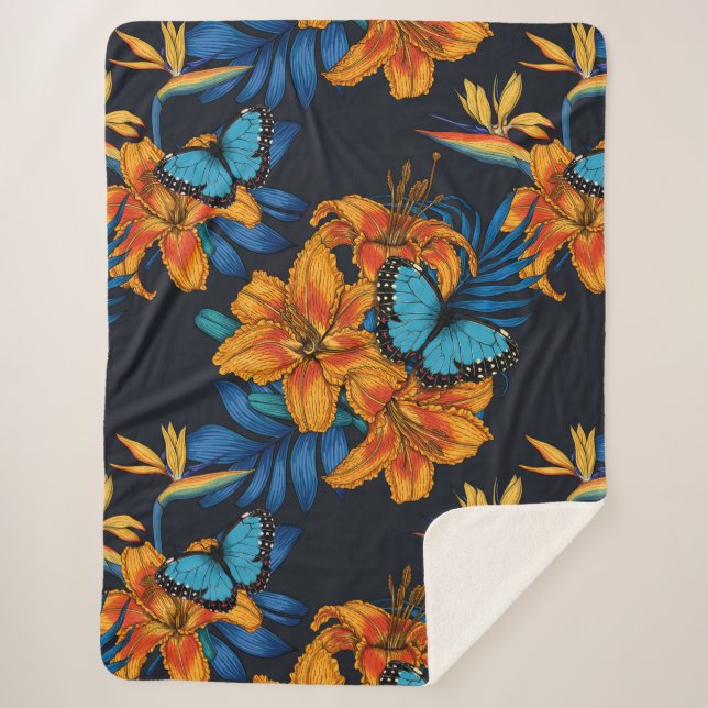 Couverture Sherpa Bouquet tropical (Devant)