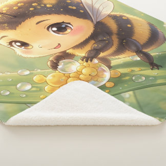Couverture Sherpa Bourdon doré dans la danse des fleurs.8
