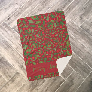 Couverture Sherpa Bourgogne Mistletoe Joyeux Noël