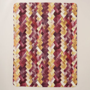 Couverture Sherpa Bourgogne Or Pêche Zigzag Noël
