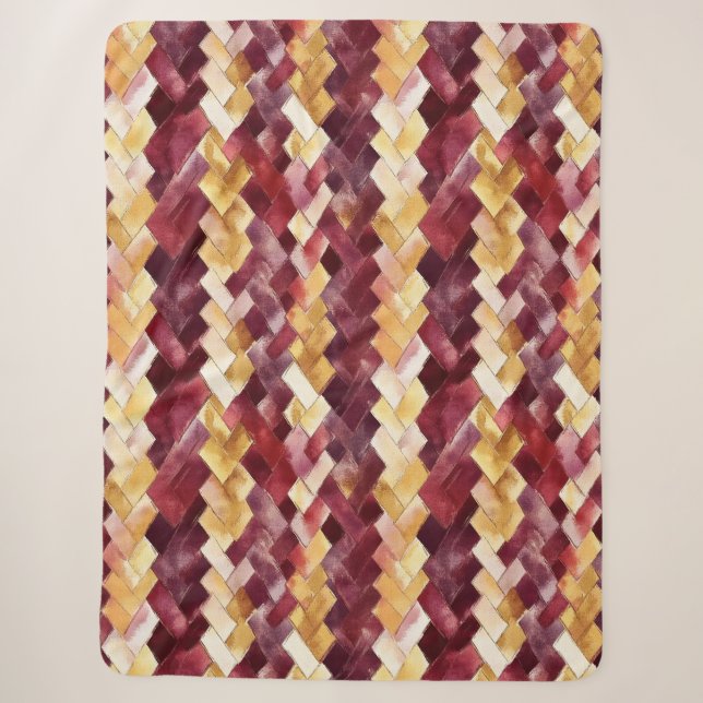 Couverture Sherpa Bourgogne Or Pêche Zigzag Noël (Devant)
