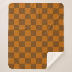 Couverture Sherpa Bouton À damiers Brown