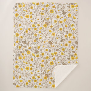 Couverture Sherpa Boutons jaunes et bruns