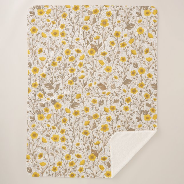 Couverture Sherpa Boutons jaunes et bruns (Devant)