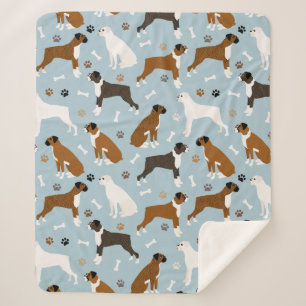 Couverture Sherpa Boxer Chien Bones et pattes Sherpa Blanket
