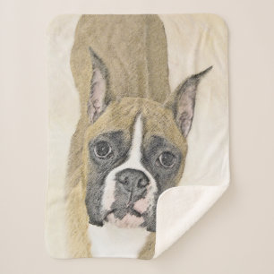Couverture Sherpa Boxer Peinture - Cute Original Chien Art