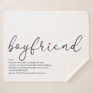 Couverture Sherpa Boyfriend Définition Red Heart Élégant Script