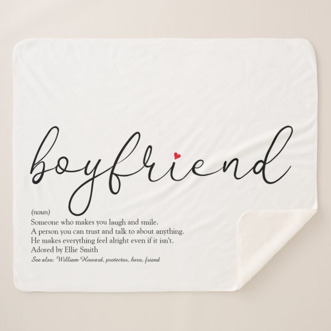 Couverture Sherpa Boyfriend Définition Red Heart Élégant Script (Devant (Horizontal))