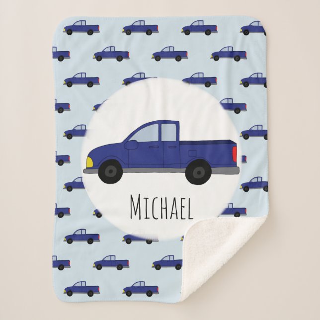 Couverture Sherpa Boys Cube Blue Pickup Truck Cartographie Enfants (Devant)