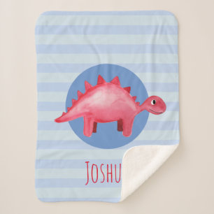 Couverture Sherpa Boys Cute Aquarelle Dinosaur Enfants Bleu