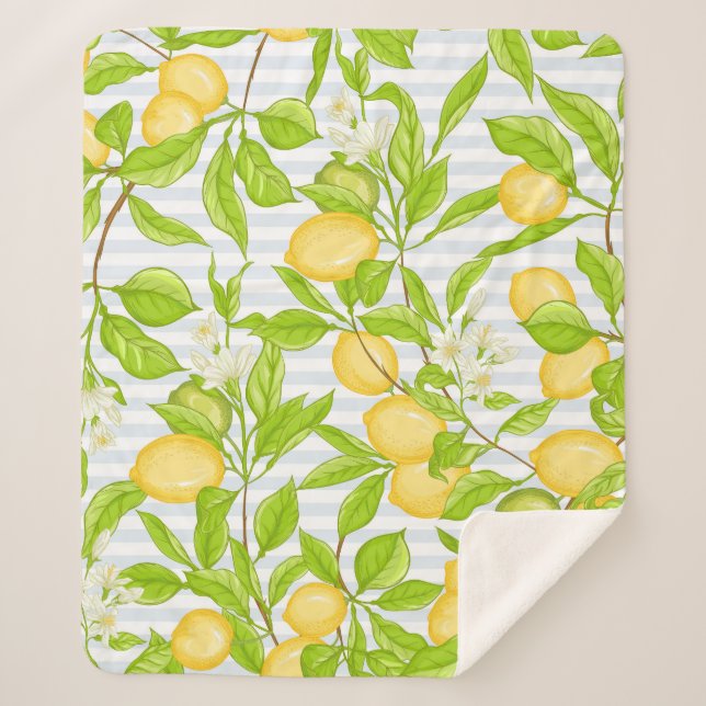 Couverture Sherpa Branche de citronnier : Motif sans fil (Devant)