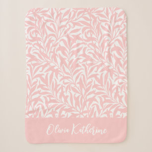 Couverture Sherpa Branche de Saule Rose Pétale Monogramme