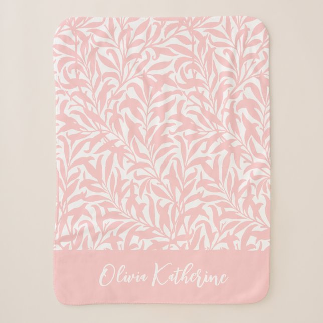 Couverture Sherpa Branche de Saule Rose Pétale Monogramme (Devant)