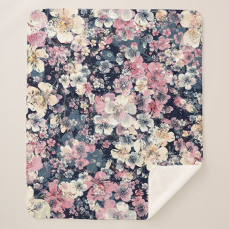 Couverture Sherpa Branches en fleurs : aquarelle transparente motif