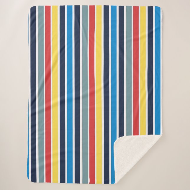 Couverture Sherpa Bright multicolore bandes verticales. (Devant)