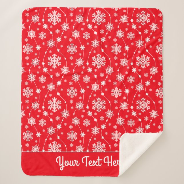 Couverture Sherpa Bright Red and Winter White Snowflake Motif (Devant)