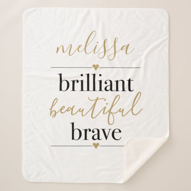Couverture Sherpa Brillant Belle Brave Nom Personnalisé  (Devant)