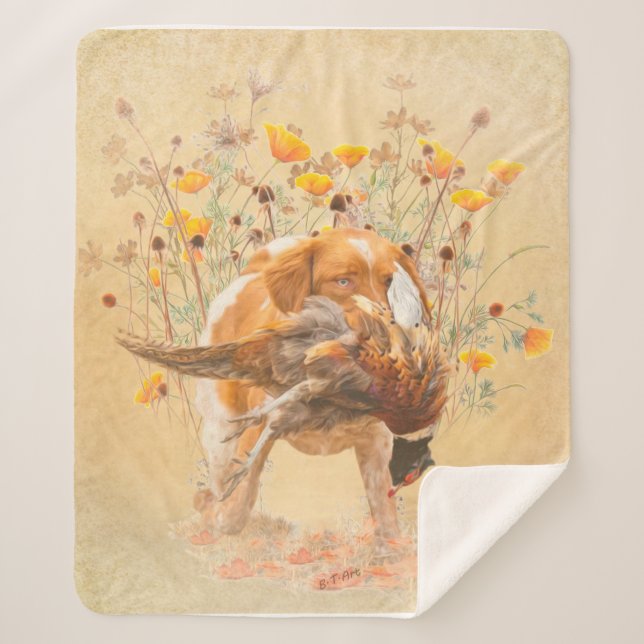 Couverture Sherpa Brittany Spaniel, Chasse Pheasant Coffee Mug T-Sh (Devant)