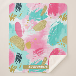Couverture Sherpa Brochures Abstraites colorées - Menthe et rose (1)