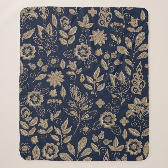 Couverture Sherpa Broderie motif sans couture avec de belles fleurs (Devant)