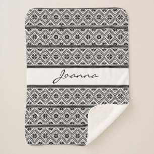 Couverture Sherpa Broderie noire