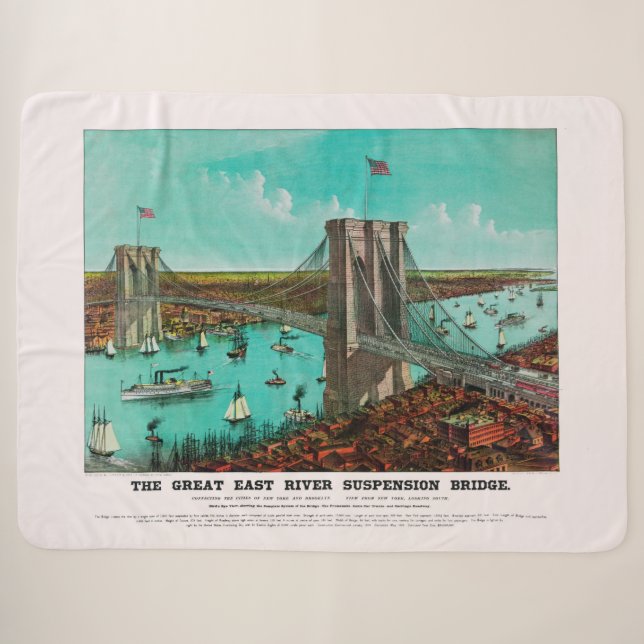 Couverture Sherpa Brooklyn Bridge Great East River Suspension Brid (Devant (Horizontal))
