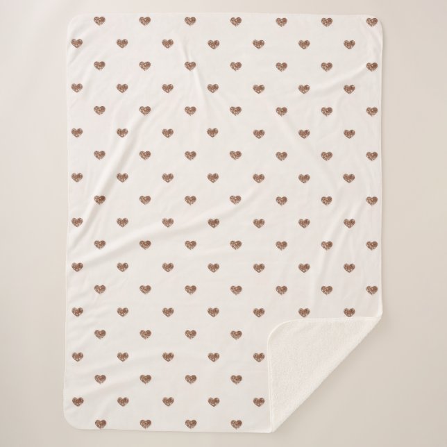 Couverture Sherpa Brown Sugar Glitter Hearts Love Valentine's (Devant)