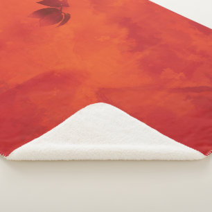 Couverture Sherpa Brûlé Orange Persimmon Feuilles Abtract Automne