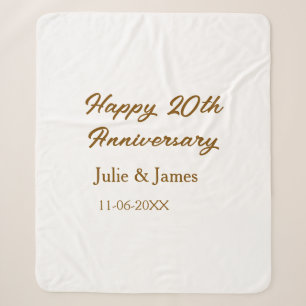 Couverture Sherpa Brun doré joyeux 20e anniversaire nom datsimple