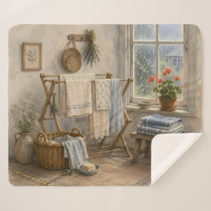 Couverture Sherpa Buanderie de Cottage Jour de Pluie